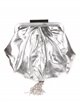 Shiny fabric clutch with tassel plata