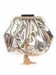 Shiny fabric clutch with tassel oro