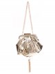 Shiny fabric clutch with tassel oro