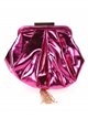 Shiny fabric clutch with tassel fucsia