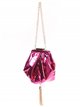 Shiny fabric clutch with tassel fucsia