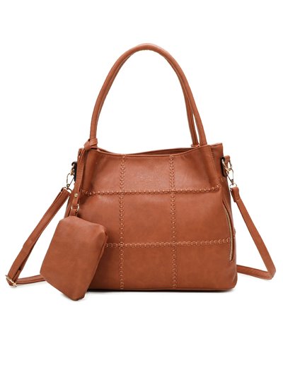 Citybag with topstitching brown