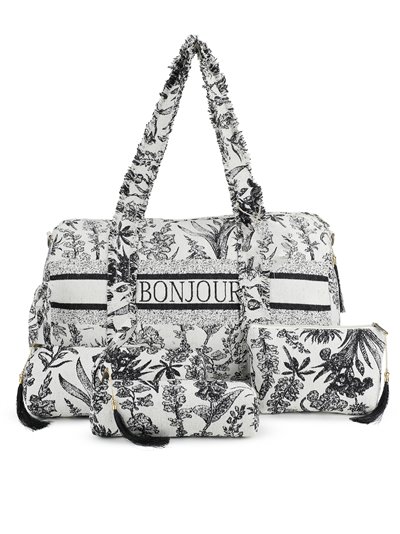 Printed bowling bag + toiletry bags 4 pieces bonjour-negro