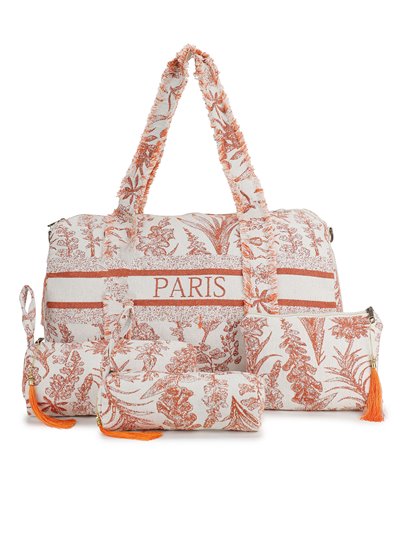 Printed bowling bag + toiletry bags 4 pieces paris-naranja