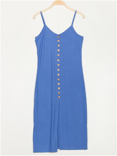 Ribbed dress with buttons azulon
