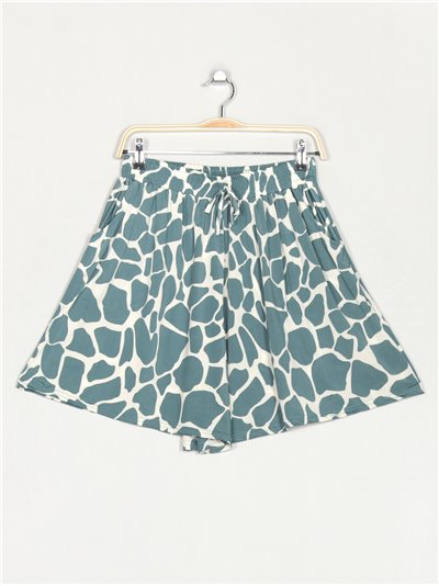 Plus size flowing printed shorts verde-agua