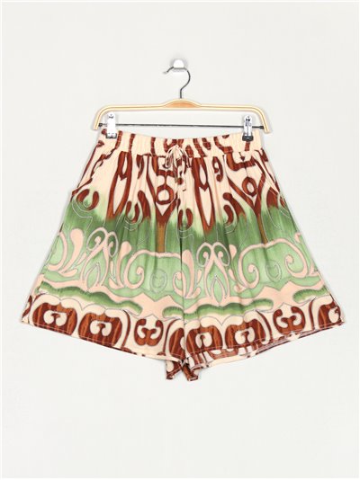 Plus size printed shorts verde