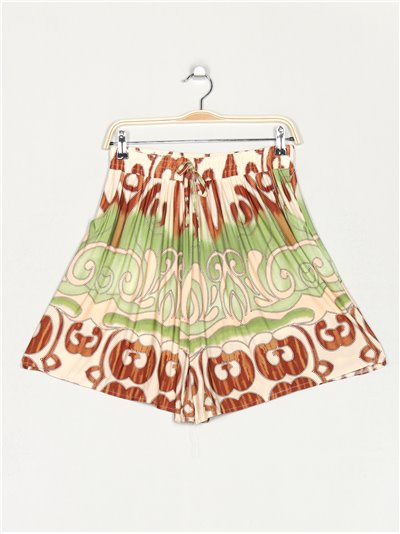 Plus size flowing printed shorts verde