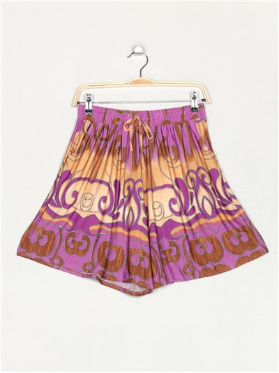 Plus size flowing printed shorts morado