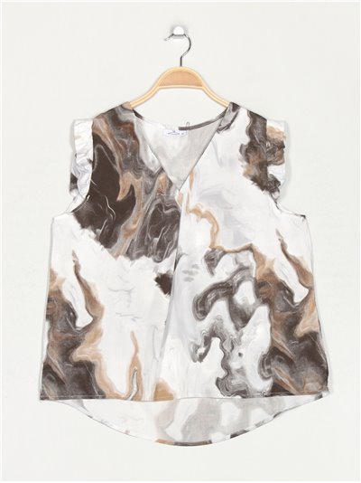 Oversized printed blouse multi-gris