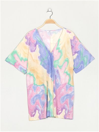 Plus size flowing printed blouse multi-azul