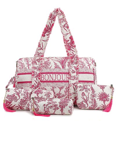 Printed bowling bag + toiletry bags 4 pieces bonjour-fucsia