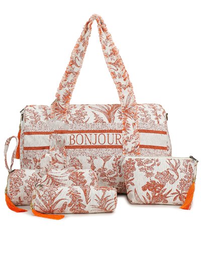 Printed bowling bag + toiletry bags 4 pieces bonjour-orange