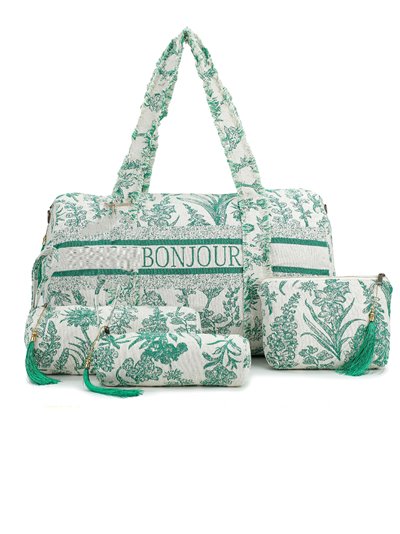Printed bowling bag + toiletry bags 4 pieces bonjour-verde