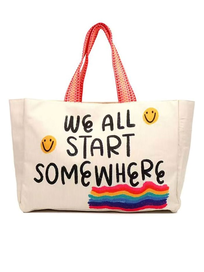 Canvas slogan tote Bag we