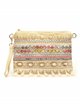 Raffia effect crossbody bag multi-gris