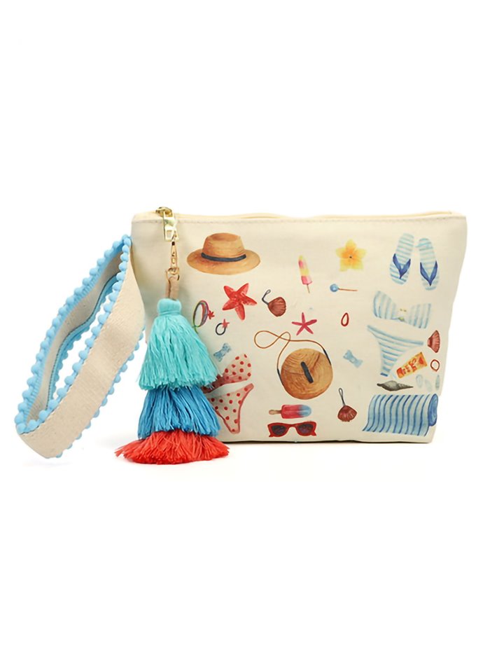 Canvas printed clutch sky-blue