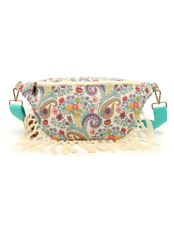 Canvas printed belt bag green