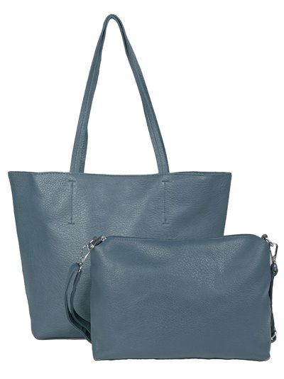 2 pieces Contrast tote bag + crossbody bag dinem-blue