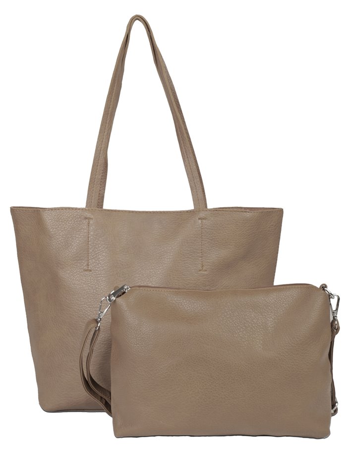 2 pieces Contrast tote bag + crossbody bag khaki