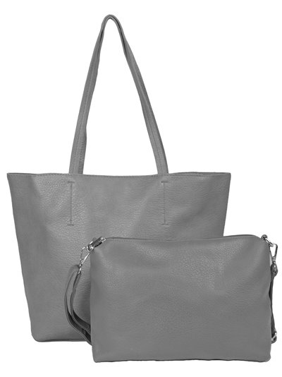 2 pieces Contrast tote bag + crossbody bag grey