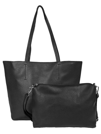 2 pieces Contrast tote bag + crossbody bag black