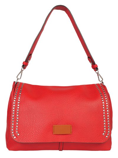 Studded crossbody bag with flap red