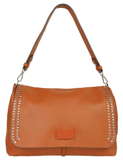 Studded crossbody bag with flap brown