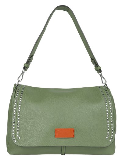 Studded crossbody bag with flap green