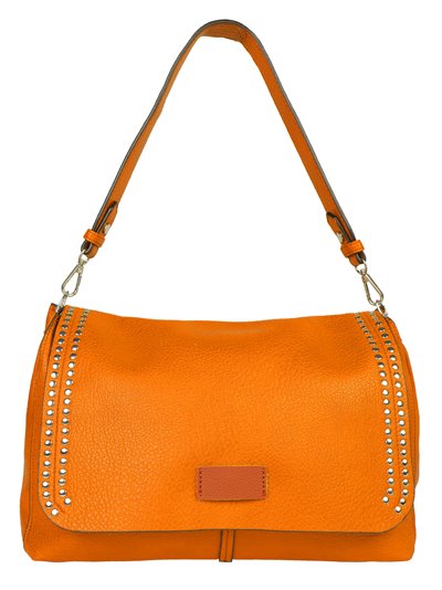 Studded crossbody bag with flap orange