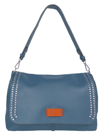 Studded crossbody bag with flap dinem-blue