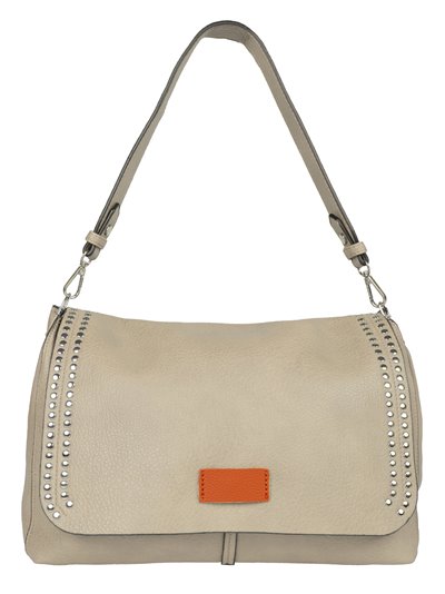 Studded crossbody bag with flap beige
