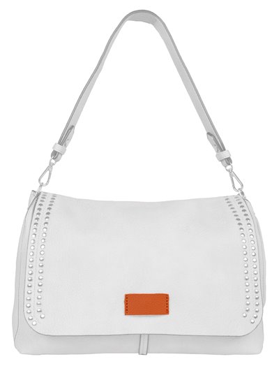 Studded crossbody bag with flap white