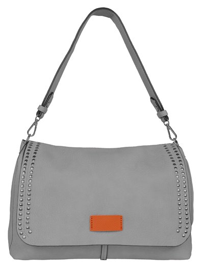 Studded crossbody bag with flap grey