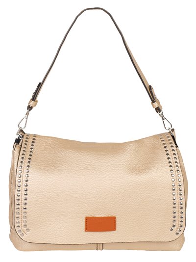 Studded crossbody bag with flap gold
