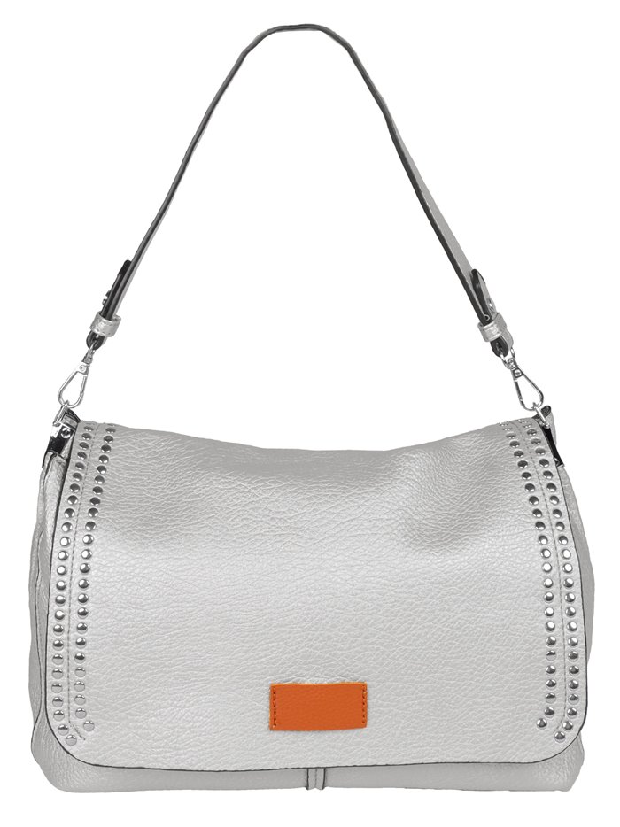 Studded crossbody bag with flap silver
