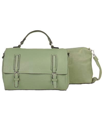 2 pieces Citybag with buckle + crossbody bag green