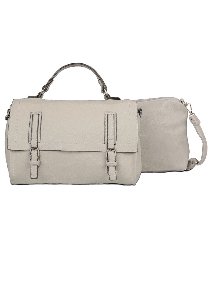 2 pieces Citybag with buckle + crossbody bag beige