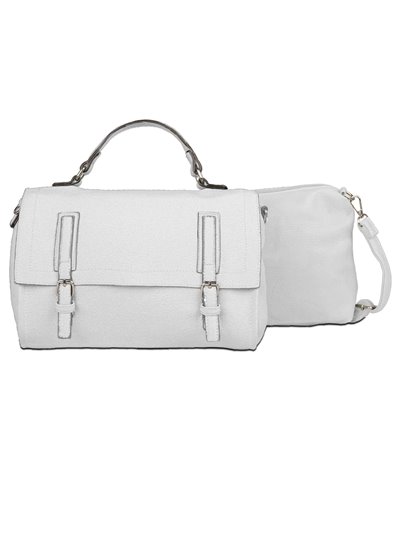 2 pieces Citybag with buckle + crossbody bag white