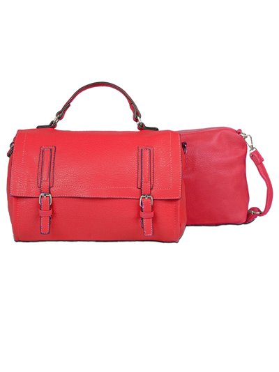 2 pieces Citybag with buckle + crossbody bag red