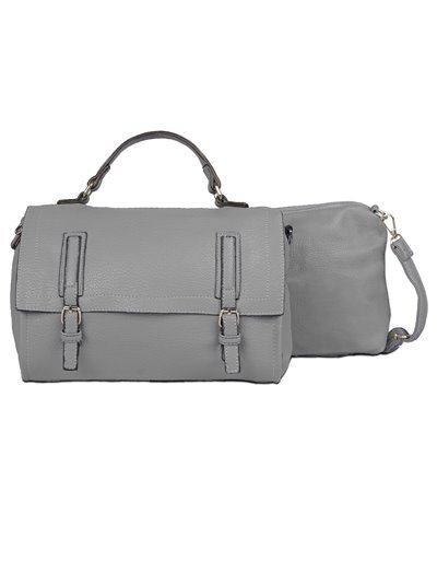 2 pieces Citybag with buckle + crossbody bag grey