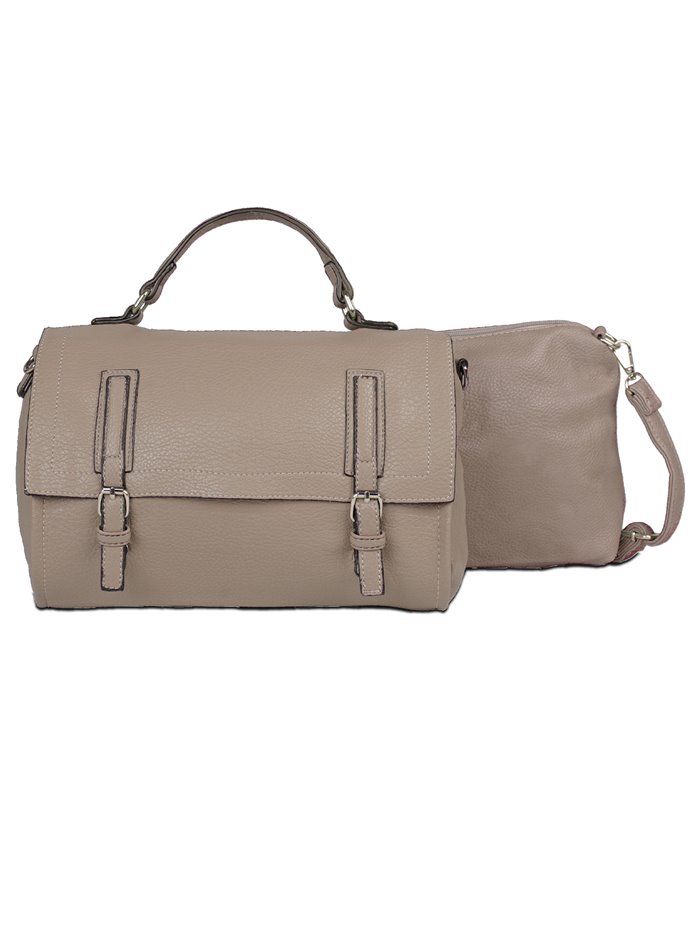 2 pieces Citybag with buckle + crossbody bag khaki