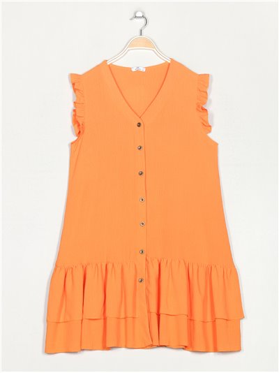 Sleeveless dress with ruffles naranja