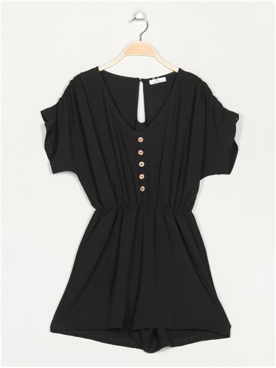 Short jumpsuit with buttons negro