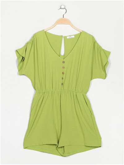 Short jumpsuit with buttons verde-manzana