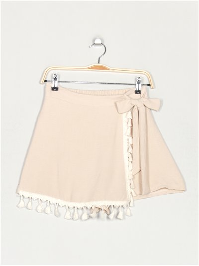 Bermuda skirt with tassel beis