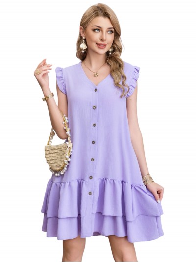 Sleeveless dress with ruffles lila