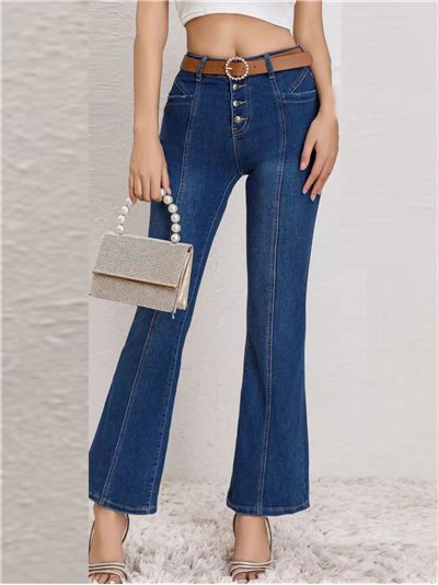 High waist flare jeans with buttons azul (S-XXL)