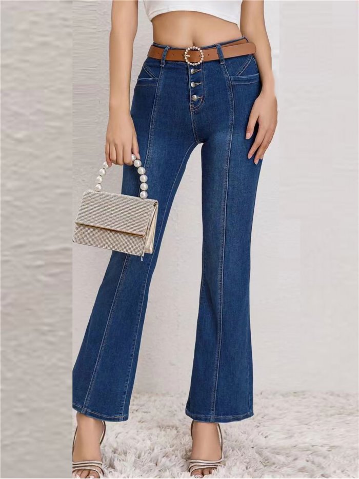 High waist flare jeans with buttons azul (S-XXL)