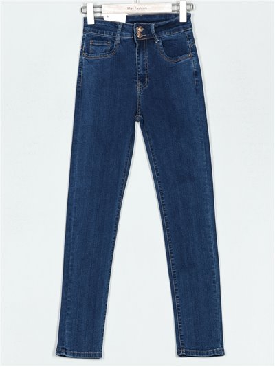 Jeans skinny tiro alto azul (XS-XL)